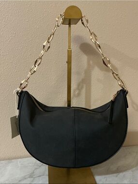 Universal Thread Black Half-Moon Shoulder Bag with Gold Chain